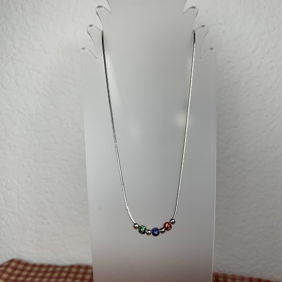 NWOT 16" Italian 3 Ball Real Silver (not plated) Necklace - Picture 3 of 5